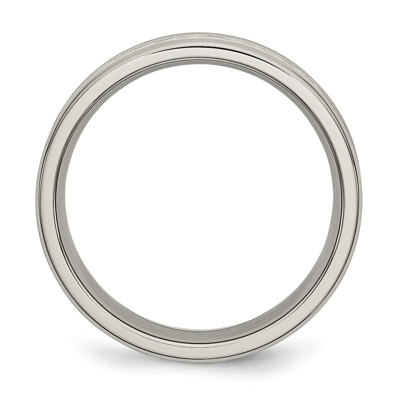 Stainless Steel Polished W/ Grey Carbon Fiber Inlay 6mm Band