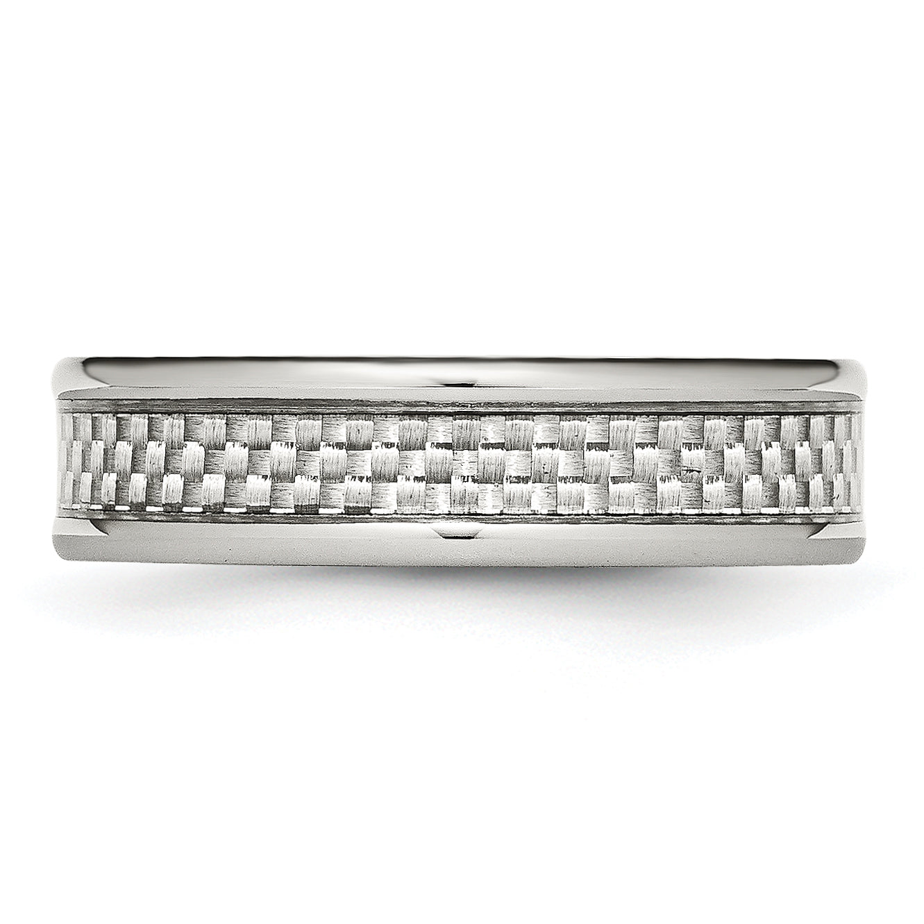 Stainless Steel Polished W/ Grey Carbon Fiber Inlay 6mm Band