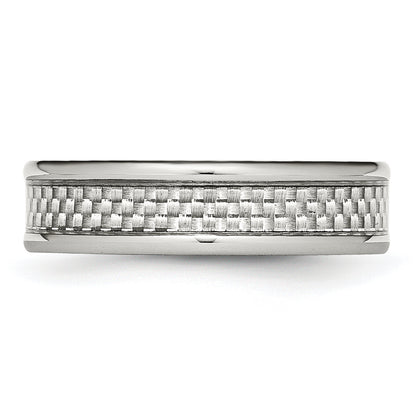Stainless Steel Polished W/ Grey Carbon Fiber Inlay 6mm Band