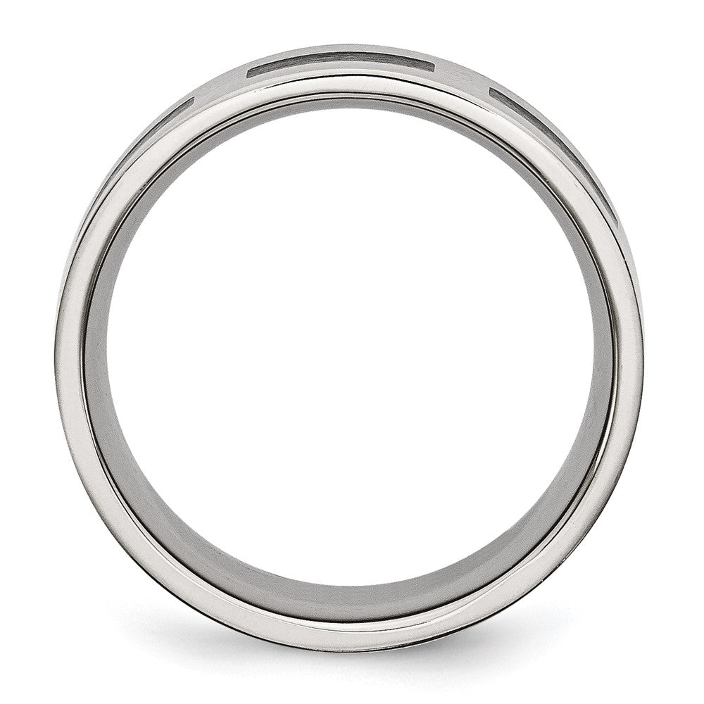 Stainless Steel Brushed Black Rubber 8mm Flat Band