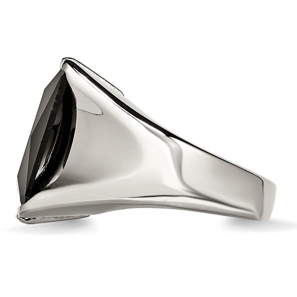 Stainless Steel Black Cz Polished Ring