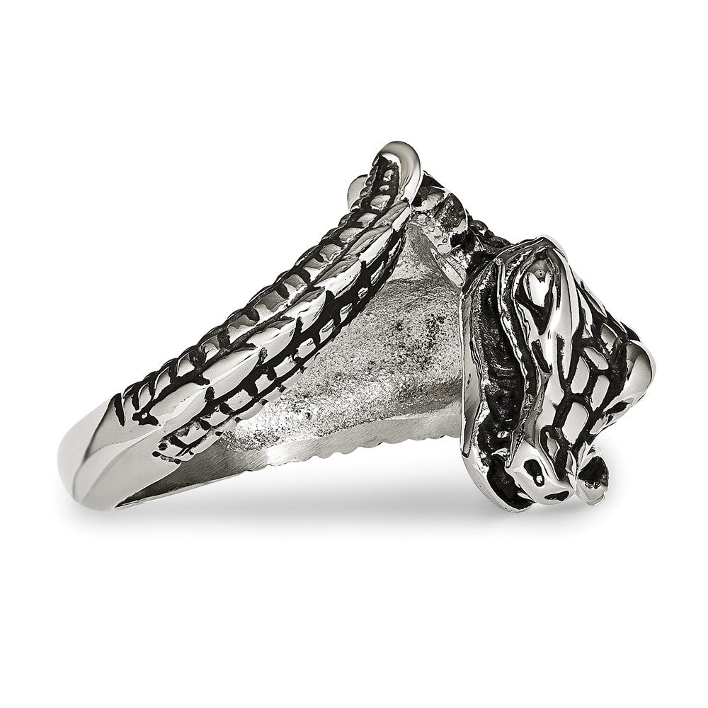 Stainless Steel Antiqued Alligator Ring (Size 8 Only)