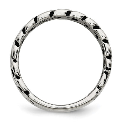 Stainless Steel Polished Tread Design Ring (Size 8 Only)