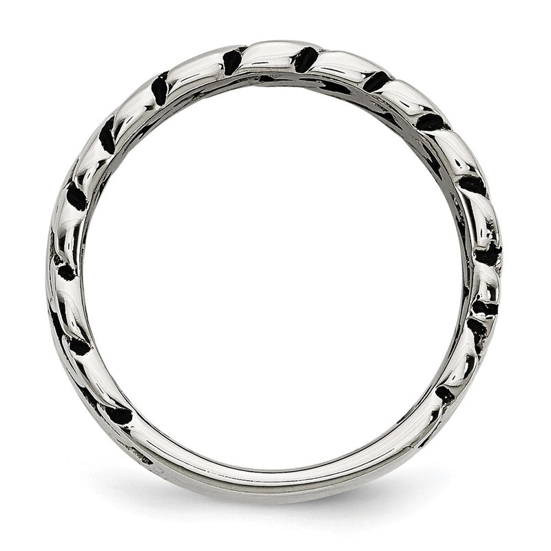 Stainless Steel Polished Tread Design Ring (Size 8 Only)