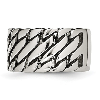 Stainless Steel Polished Tread Design Ring (Size 8 Only)
