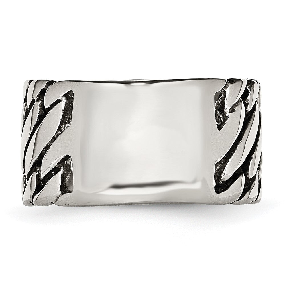 Stainless Steel Polished Tread Design Ring (Size 8 Only)
