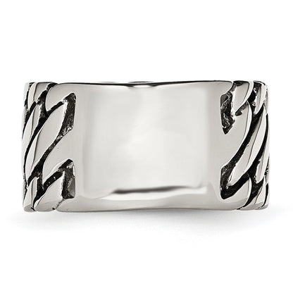 Stainless Steel Polished Tread Design Ring (Size 8 Only)