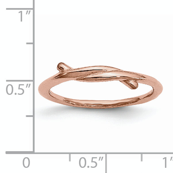 Stainless Steel Polished Pink Ip Plated Twisted Ring