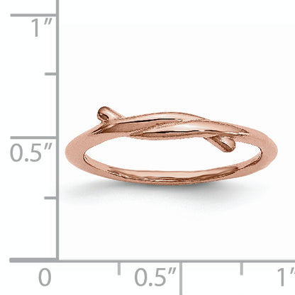 Stainless Steel Polished Pink Ip Plated Twisted Ring