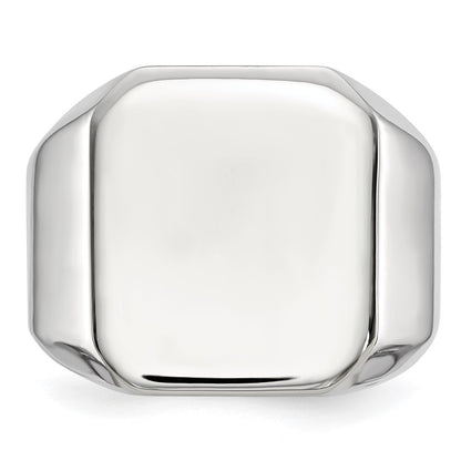 Stainless Steel Polished Square Signet Ring (Size 9 Only)