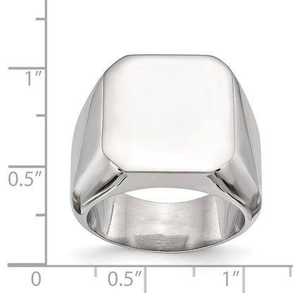 Stainless Steel Polished Square Signet Ring (Size 9 Only)