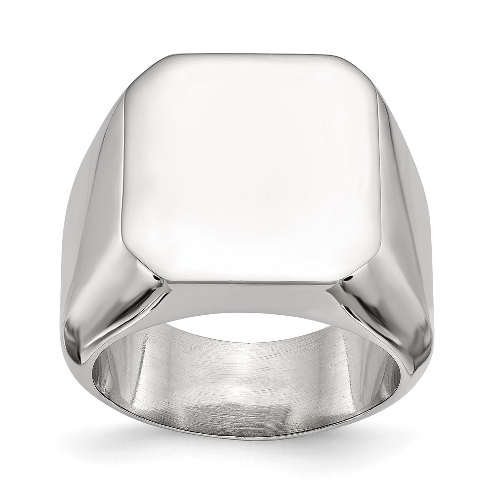 Stainless Steel Polished Square Signet Ring (Size 9 Only)
