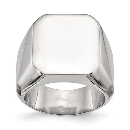 Stainless Steel Polished Square Signet Ring (Size 9 Only)