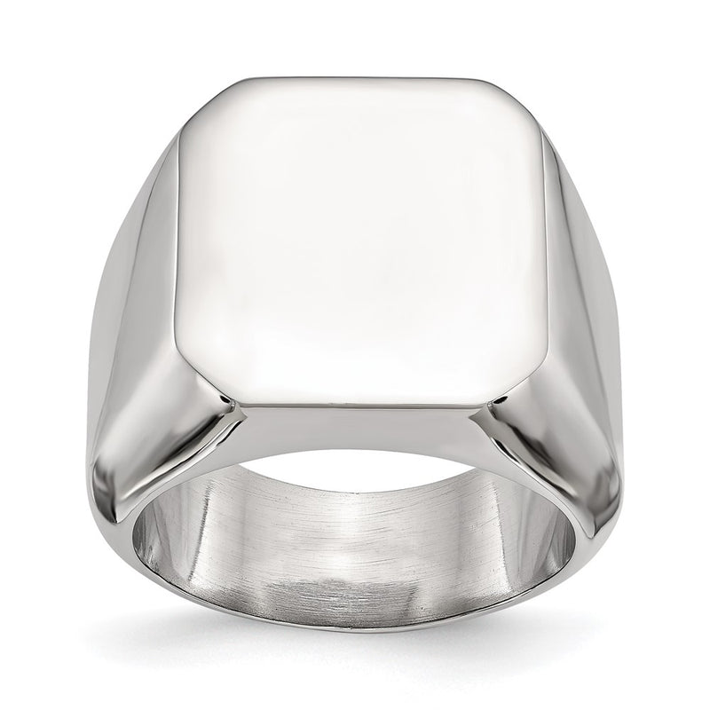 Stainless Steel Polished Square Signet Ring (Size 9 Only)