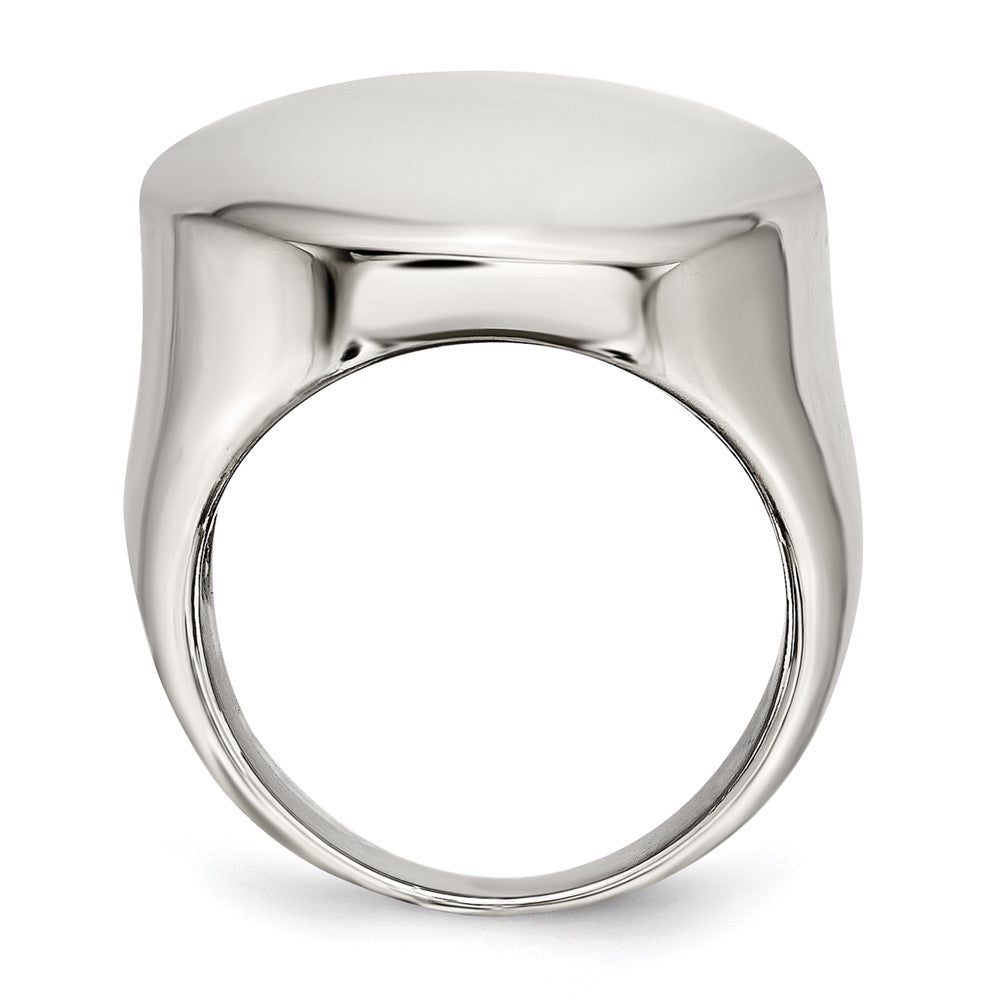 Stainless Steel Polished Circular Signet Ring (Size 5 Only)