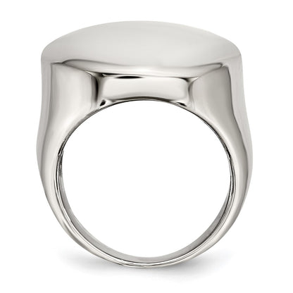 Stainless Steel Polished Circular Signet Ring (Size 5 Only)