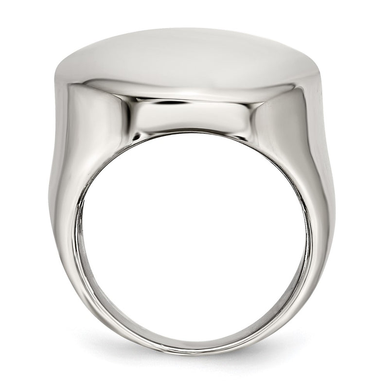 Stainless Steel Polished Circular Signet Ring (Size 5 Only)