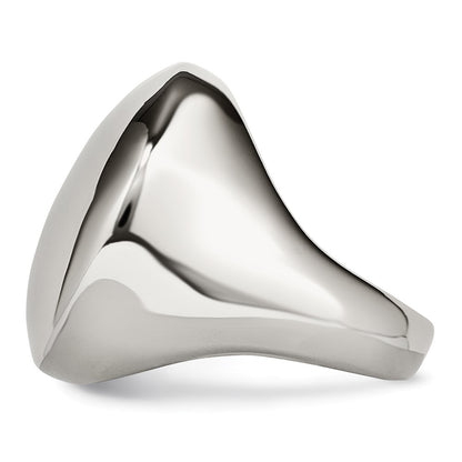 Stainless Steel Polished Circular Signet Ring (Size 5 Only)