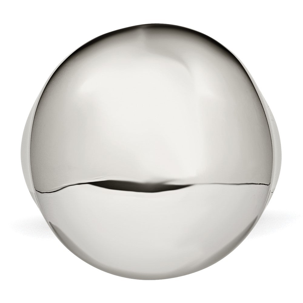Stainless Steel Polished Circular Signet Ring (Size 5 Only)