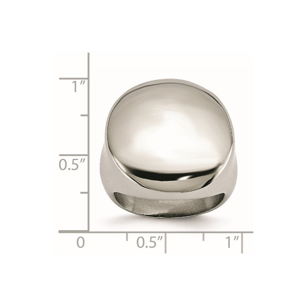 Stainless Steel Polished Circular Signet Ring (Size 5 Only)
