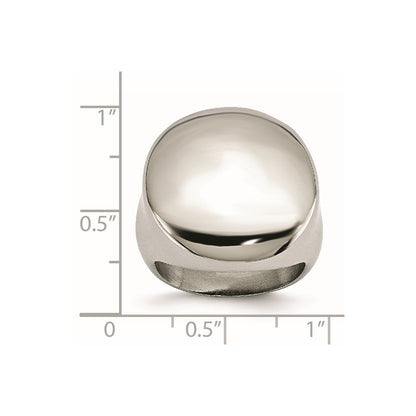 Stainless Steel Polished Circular Signet Ring (Size 5 Only)