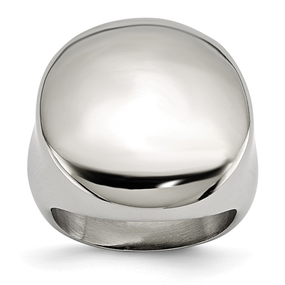 Stainless Steel Polished Circular Signet Ring (Size 5 Only)