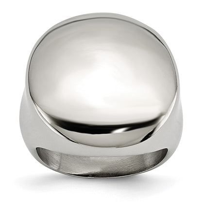 Stainless Steel Polished Circular Signet Ring (Size 5 Only)
