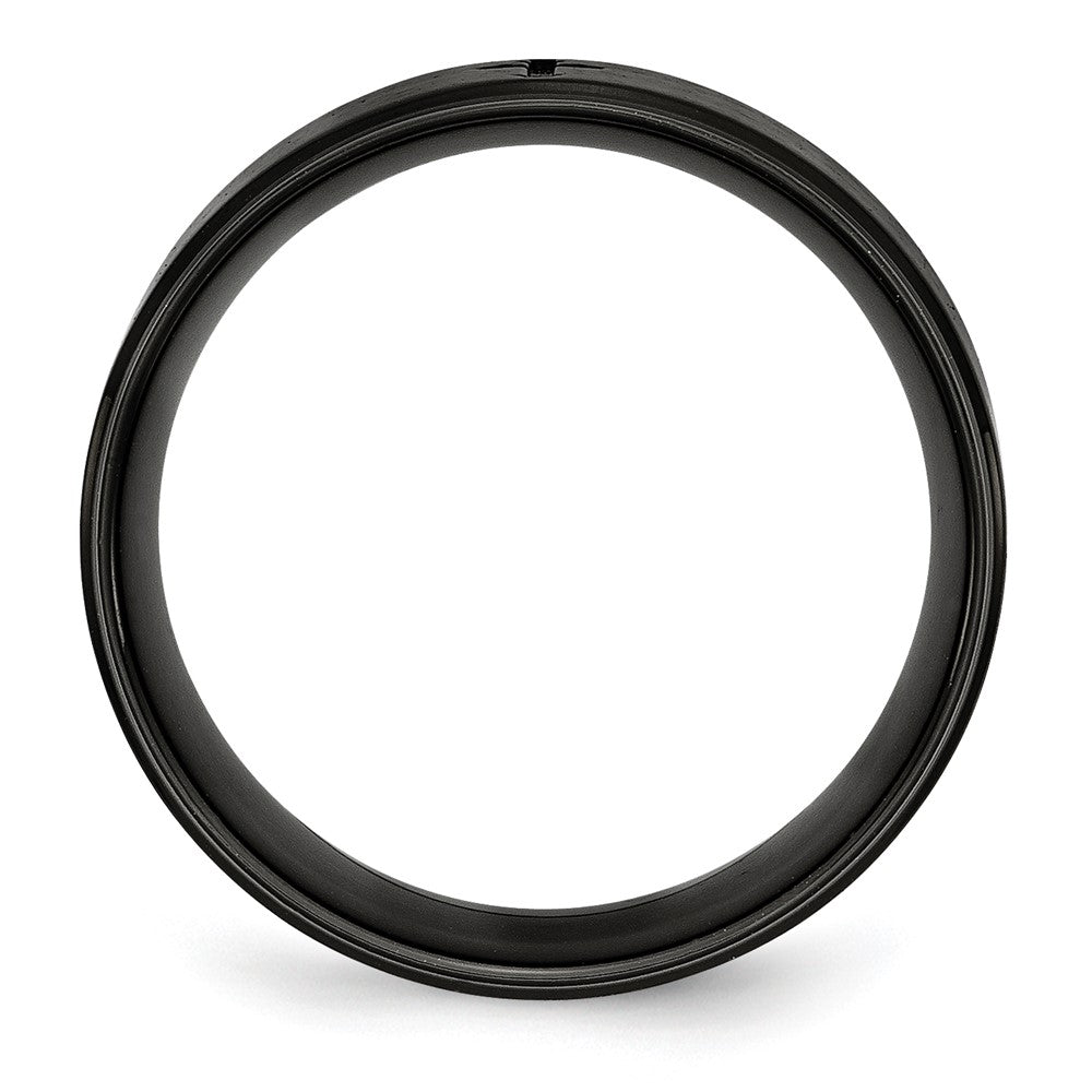 Stainless Steel Brushed/Polished Black Ip Plated Cross 8mm Band (Size 7.5 Only)