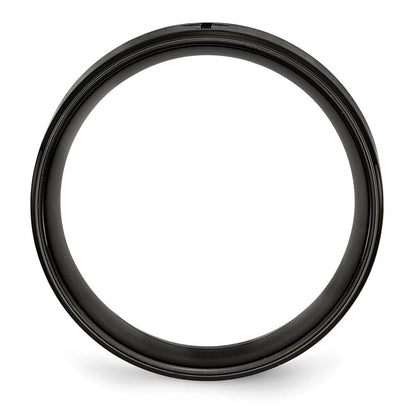 Stainless Steel Brushed/Polished Black Ip Plated Cross 8mm Band (Size 7.5 Only)