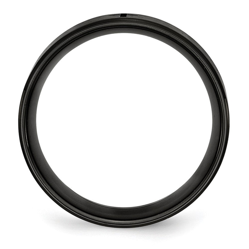 Stainless Steel Brushed/Polished Black Ip Plated Cross 8mm Band (Size 7.5 Only)