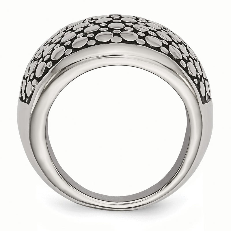 Stainless Steel Polished And Antiqued Ring
