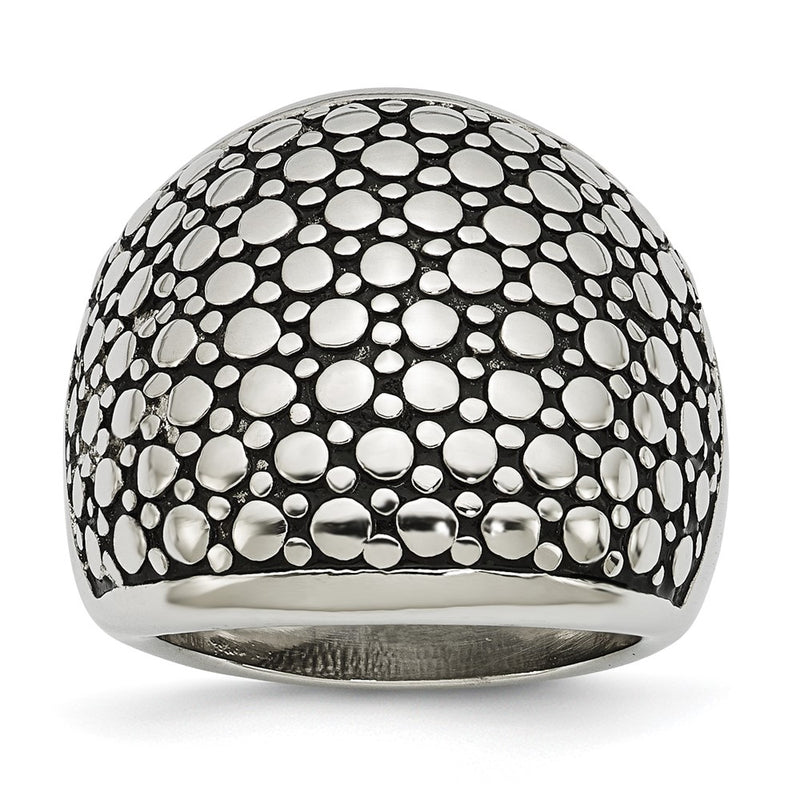 Stainless Steel Polished And Antiqued Ring