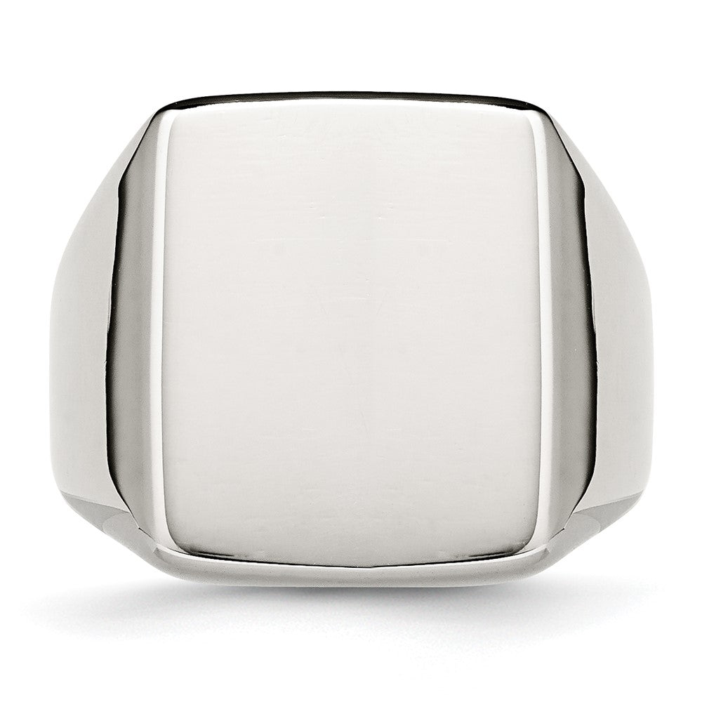 Stainless Steel Polished Signet Ring (Size 11 Only)
