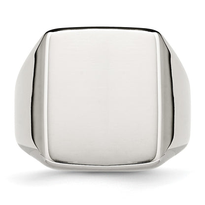 Stainless Steel Polished Signet Ring (Size 11 Only)