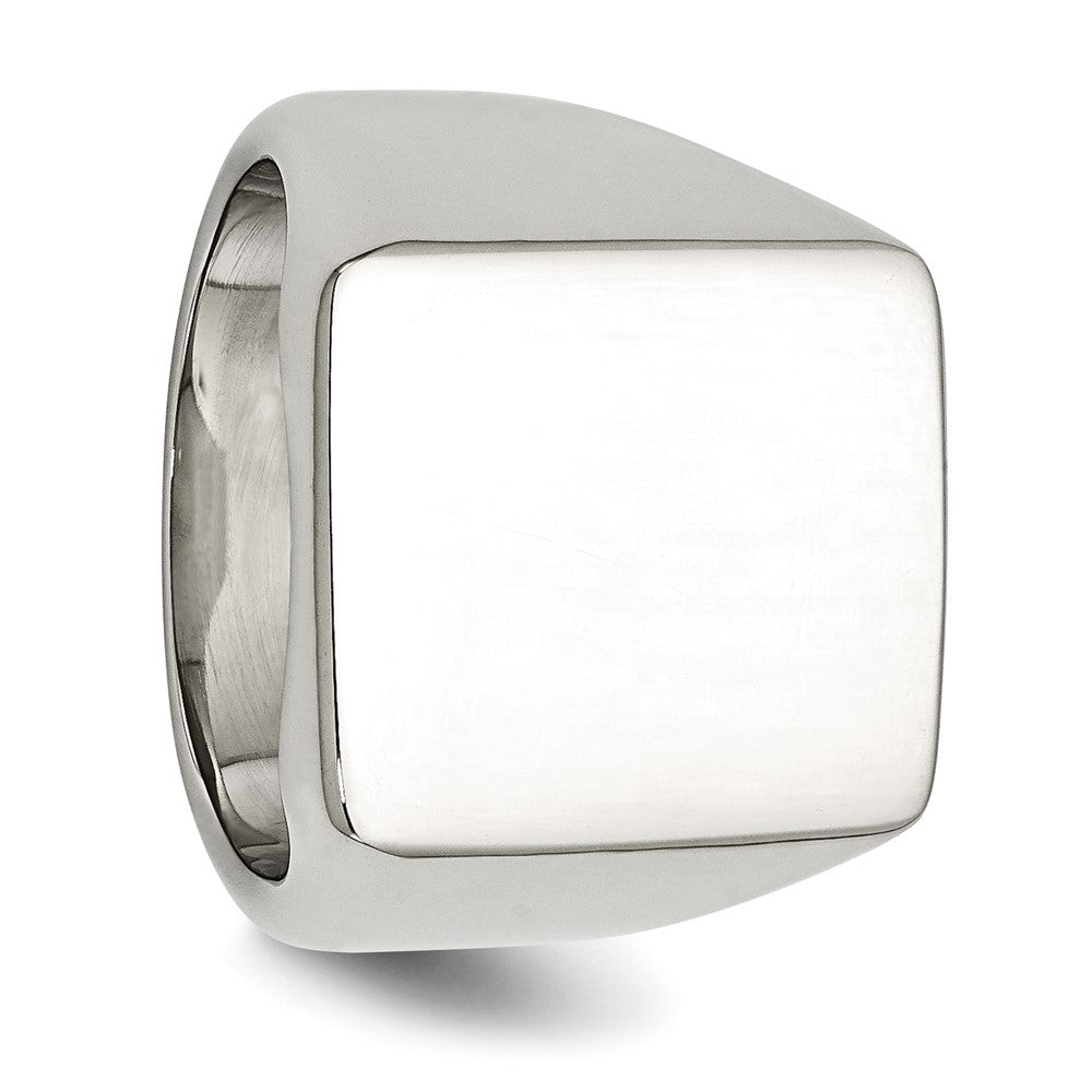 Stainless Steel Polished Signet Ring (Size 11 Only)