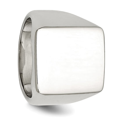 Stainless Steel Polished Signet Ring (Size 11 Only)