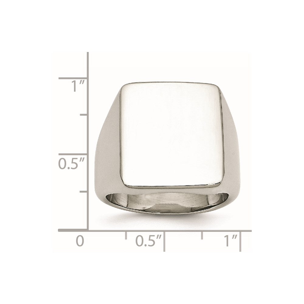 Stainless Steel Polished Signet Ring (Size 11 Only)