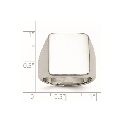 Stainless Steel Polished Signet Ring (Size 11 Only)