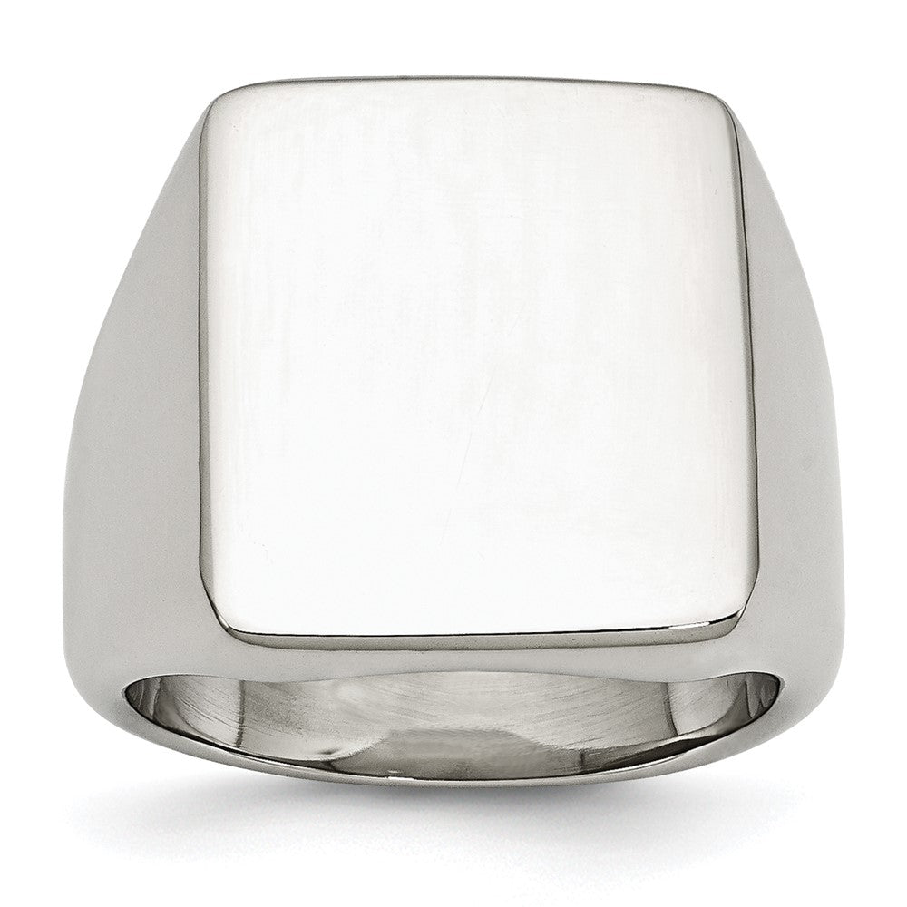 Stainless Steel Polished Signet Ring (Size 11 Only)