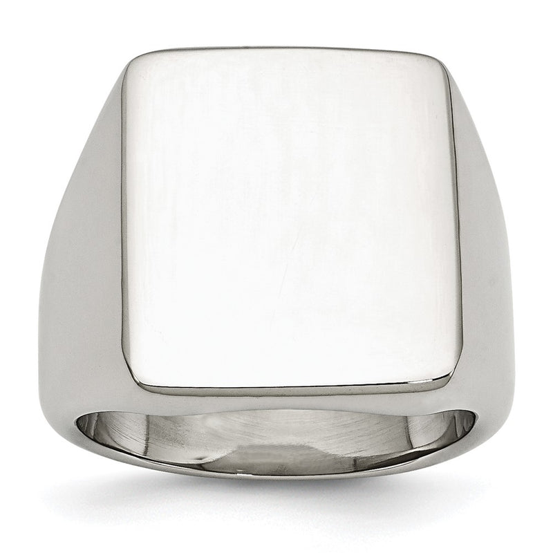 Stainless Steel Polished Signet Ring (Size 11 Only)
