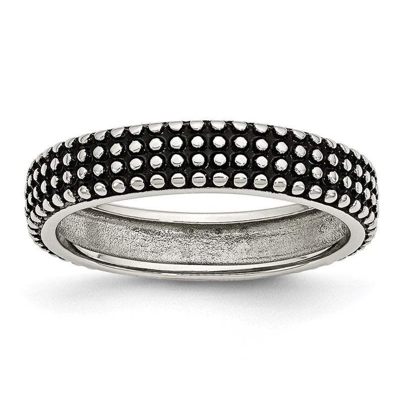 Stainless Steel Polished And Antiqued 5mm Band