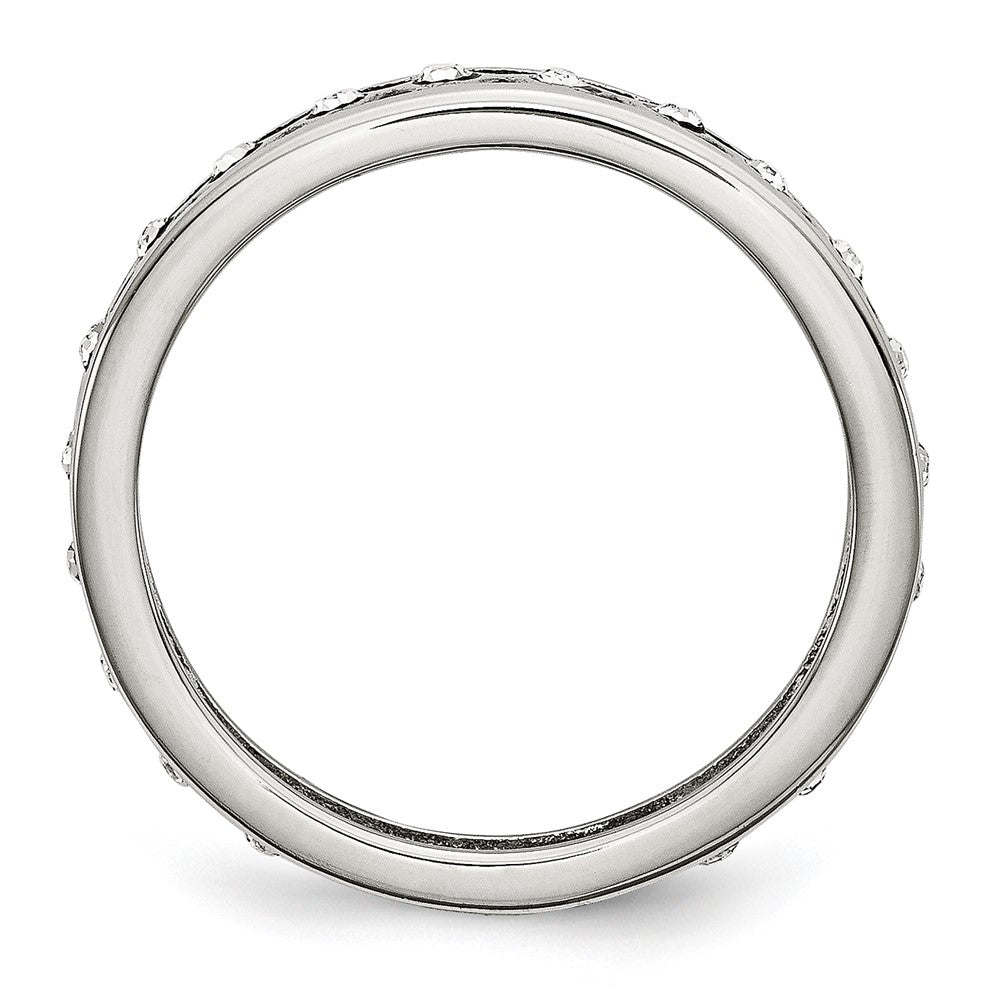 Stainless Steel Polished Crystal 4.5mm Band