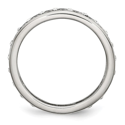 Stainless Steel Polished Crystal 4.5mm Band