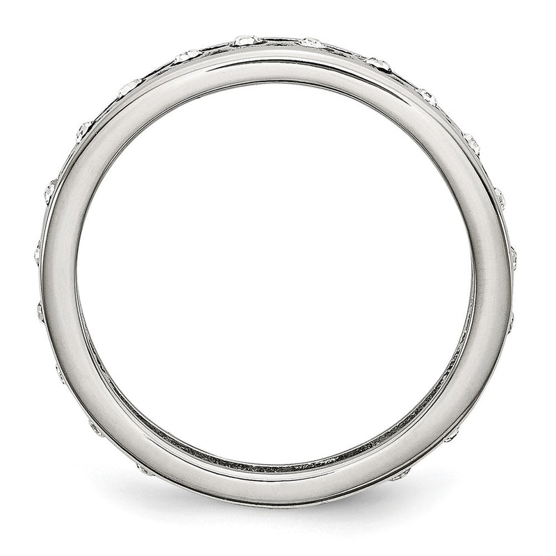 Stainless Steel Polished Crystal 4.5mm Band