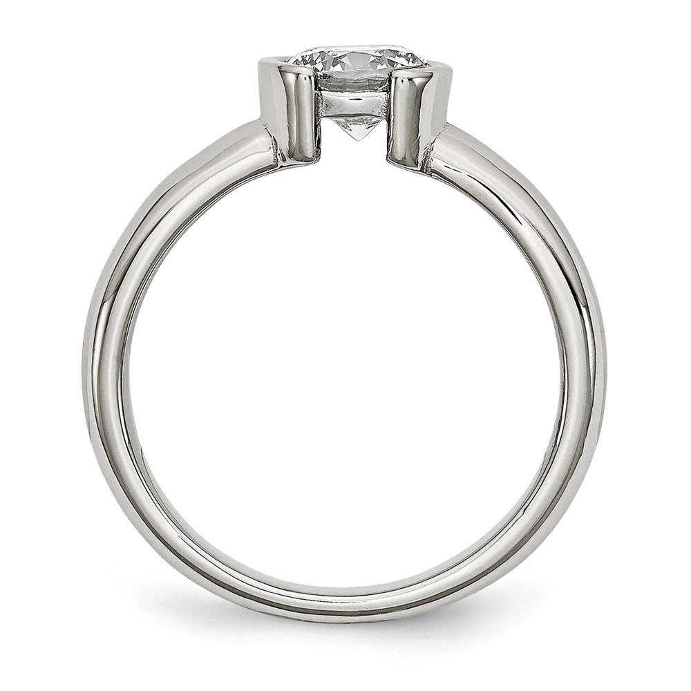 Stainless Steel Polished Cz Ring (Size 9 Only)