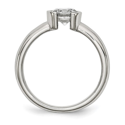 Stainless Steel Polished Cz Ring (Size 9 Only)