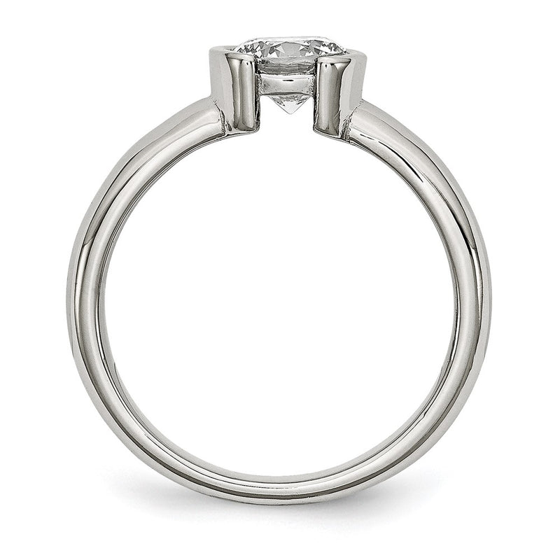 Stainless Steel Polished Cz Ring (Size 9 Only)