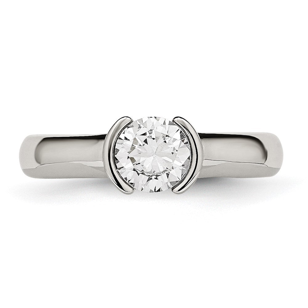 Stainless Steel Polished Cz Ring (Size 9 Only)