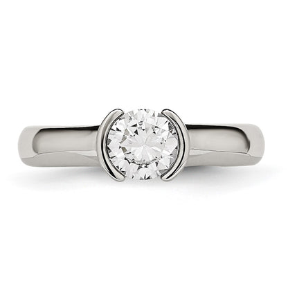 Stainless Steel Polished Cz Ring (Size 9 Only)