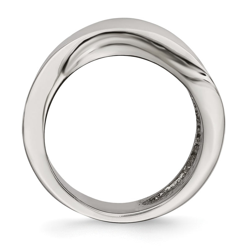 Stainless Steel Polished Wave Ring (Size 6 Only)